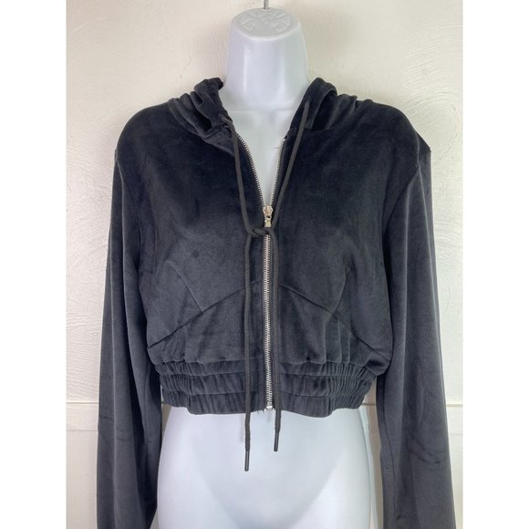 Velvet Hooded Cropped Sweater Size Varius - Picture 1 of 6